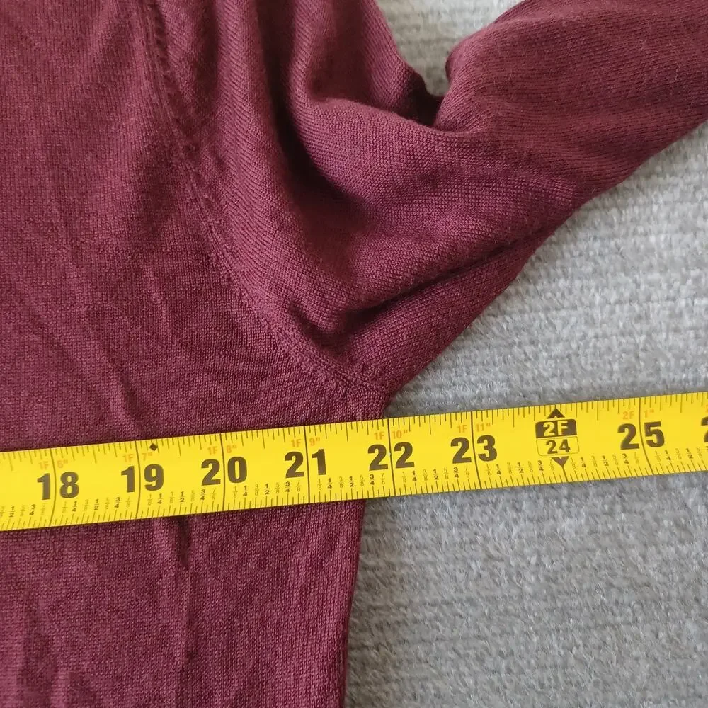 Banana Republic Merino Wool Sweater Mens M Burgundy Lightweight Stretch‎ Casual